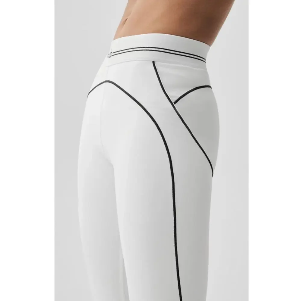 Alo Yoga Leggings Women XS Airbrush High Waist Heart Throb Black White Yoga Chic